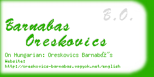 barnabas oreskovics business card